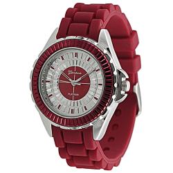 Geneva Platinum Women's Red Silicone Watch