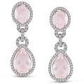 18k Gold Rose Quartz and 1 5/8ct TDW Diamond Earrings (G-H, SI2)