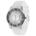 Geneva Platinum Women's Mother of Pearl Silicone Strap Watch