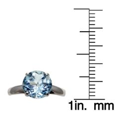 10k White Gold Blue Topaz Solitaire Ring