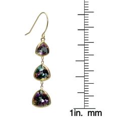 14k Yellow Gold Trillion-cut Mystic Green Topaz Dangle Earrings