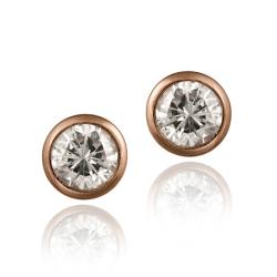 Lux CZ Rose Gold over Silver 5-mm Cubic Zirconia Stud Earrings