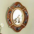 Reverse-painted Glass 'Autumn Butterfly' Wall Mirror (Peru)