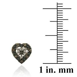 Sterling Silver 1/8ct TDW Brown Diamond Heart Earrings