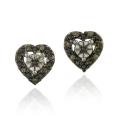 Sterling Silver 1/8ct TDW Brown Diamond Heart Earrings