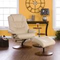 Gramercy Taupe Leather Recliner and Ottoman