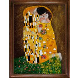 Gustav Klimt The Kiss (Full View) Hand-painted Framed Canvas Art