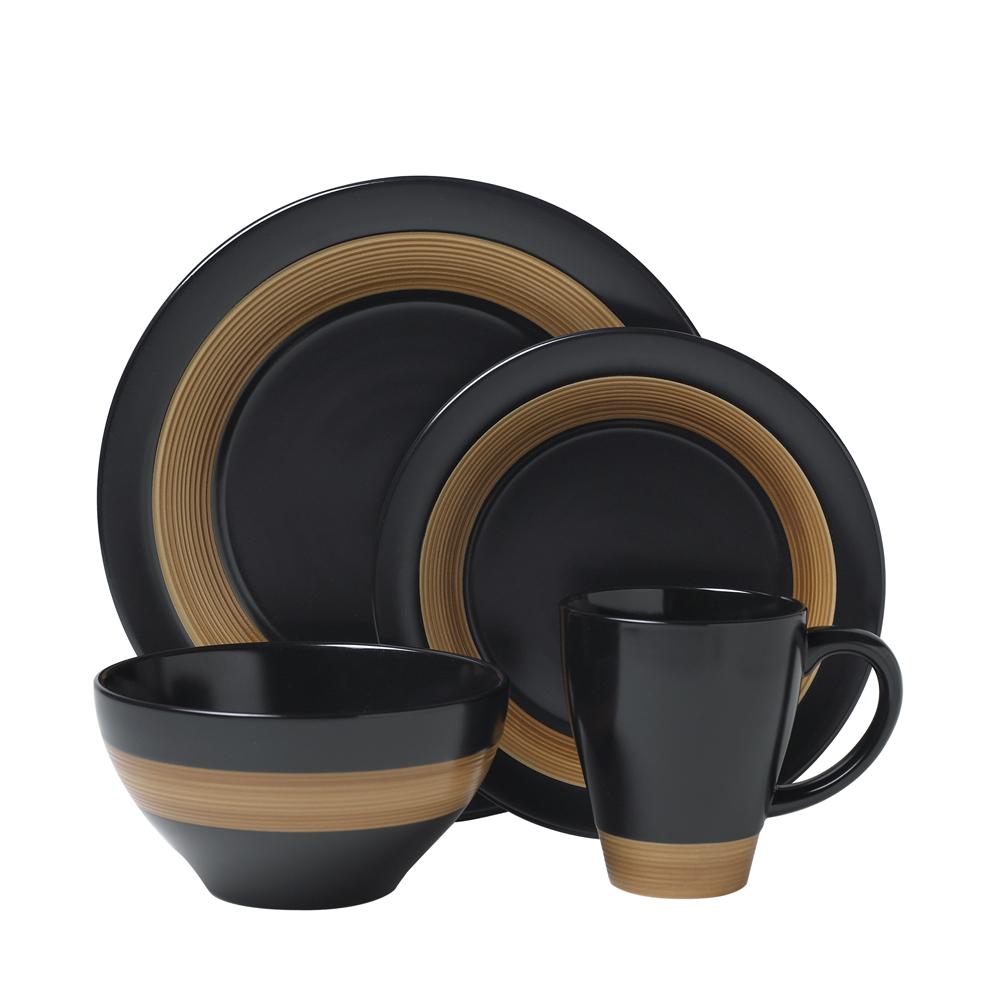 Pfaltzgraff Concentric Black 16piece Dinnerware Set 13463500