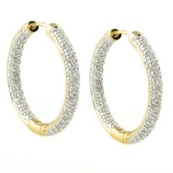 14K Yellow Gold 1ct TDW Diamond Hoop Earrings (H-I, I2)