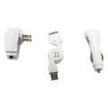 3-in-1 iPhone 4 USB Retractable Cable/ Wall/ Car Charger Combo