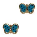 14k Yellow Gold Over Sterling Silver Blue Enamel Butterfly Stud Earrings