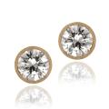 Lux CZ 18k Rose Gold over Silver 9 mm Cubic Zirconia Stud Earrings