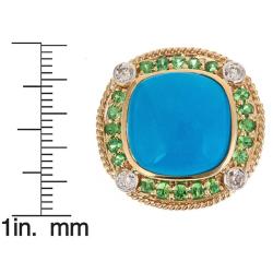 Dyach 14k Gold Turquoise, Tsavorite and 1/4ct TDW Diamond Ring (G-H, I1-I2)