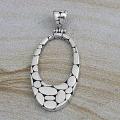 Sterling Silver Pebbled Cut-out Oval Pendant (Indonesia)
