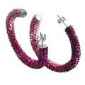 Sterling Silver Shades of Pink Crystal Hoop Earrings