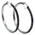 Sterling Silver Hematite Crystal Hoop Earrings