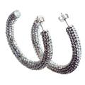 Sterling Silver White Crystal Hoop Earrings