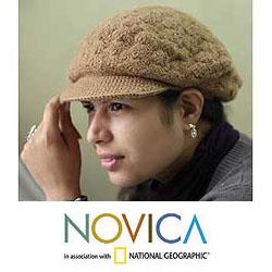 Alpaca Wool 'Tan Newsboy Cap' Hat (Peru)