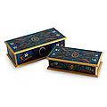 Set of 2 Wood 'Midnight Marvel' Painted Glass Jewelry Boxes (Peru)