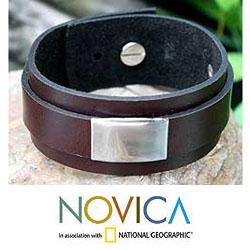 Men's Leather 'Contrast' Wristband Bracelet (Thailand)
