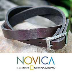 Leather 'Double Wrap Brown' Wrap Bracelet (Thailand)