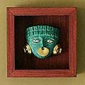 Papier Mache 'Emerald Moche Mask' Shadow Box Mask (Peru)