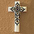 Ceramic 'Floral Cross' Wall Sculpture (Guatemala)