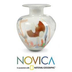 Handcrafted Blown Glass 'Precious' Vase (Guatemala)