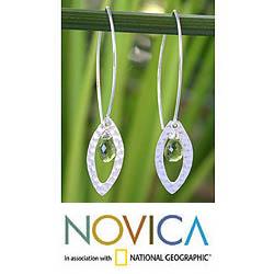 Sterling Silver Peridot 'Rose Petal' Floral Earrings (Thailand)