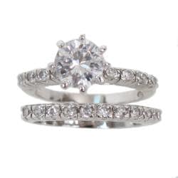 NEXTE Jewelry Silvertone Round-cut Cubic Zirconia Bridal-style Ring Set