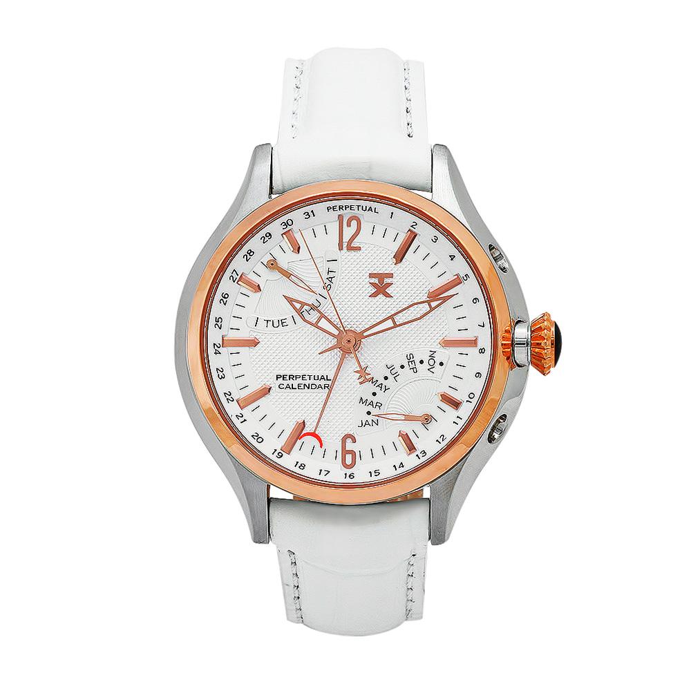 Timex Women's Perpetual Calendar White Leather Strap White Dial Watch