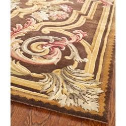 Asian Hand-knotted Savonnerie Brown Wool Rug (8' x 10')