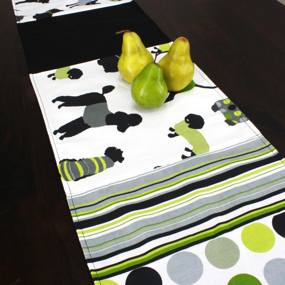 Doggy Day Lime Reversible Pieced 13x72 inch Table Runner