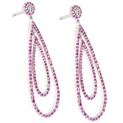 Sterling Silver Pink Sapphire Diamond Accent Dangle Earrings (H-I, I1-I2)