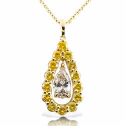 14k Yellow Gold 2 3/8ct TDW White and Yellow Diamond Necklace (F-G, VS1-VS2)