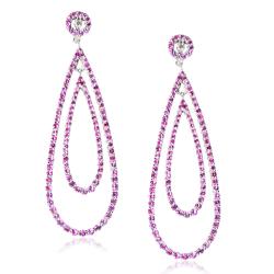Sterling Silver Pink Sapphire Diamond Accent Dangle Earrings (H-I, I1-I2)