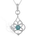 18k/ 14k Gold 1 1/10ct TDW Blue and White Diamond Necklace (G-H, SI1-SI2)