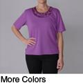 Adi Designs Women's Embellished Neck Tee