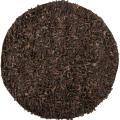 Hand-woven Mandara Brown Leather Shag Rug (3' Round)