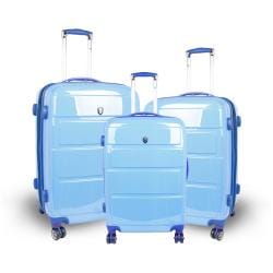 J World Sky Blue 'Vanesta' 3-piece Polycarbonate Spinner Luggage Set