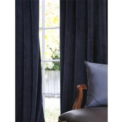 Signature Midnight Blue Velvet 96-inch Blackout Curtain Panel