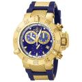 Invicta Men's 'Subaqua' Blue Rubber 18k Goldplated Chronograph Watch