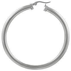 Stainless Steel 65-mm Round Hoop Earrings