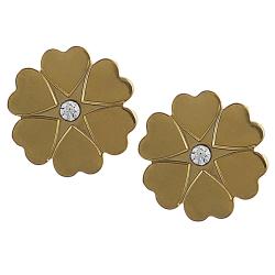Stainless Steel Goldplated Flower Stud Earrings