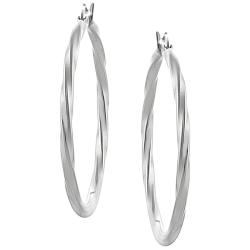 Stainless Steel Twisted Hoop Earrings