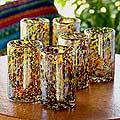 Set of 6 Blown Glass 'Carnival' Tumblers (Mexico)