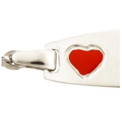 Sterling Silver Children's Red Enamel Heart Adjustable ID Bracelet