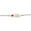 Sterling Silver Children's Red Enamel Heart Adjustable ID Bracelet