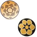 Set of 2 Imigwegwe Plant Fibers Black and Tea Plateau Baskets (Rwanda)