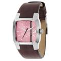 Diesel Men's Pink Dial Brown Leather Strap Watch